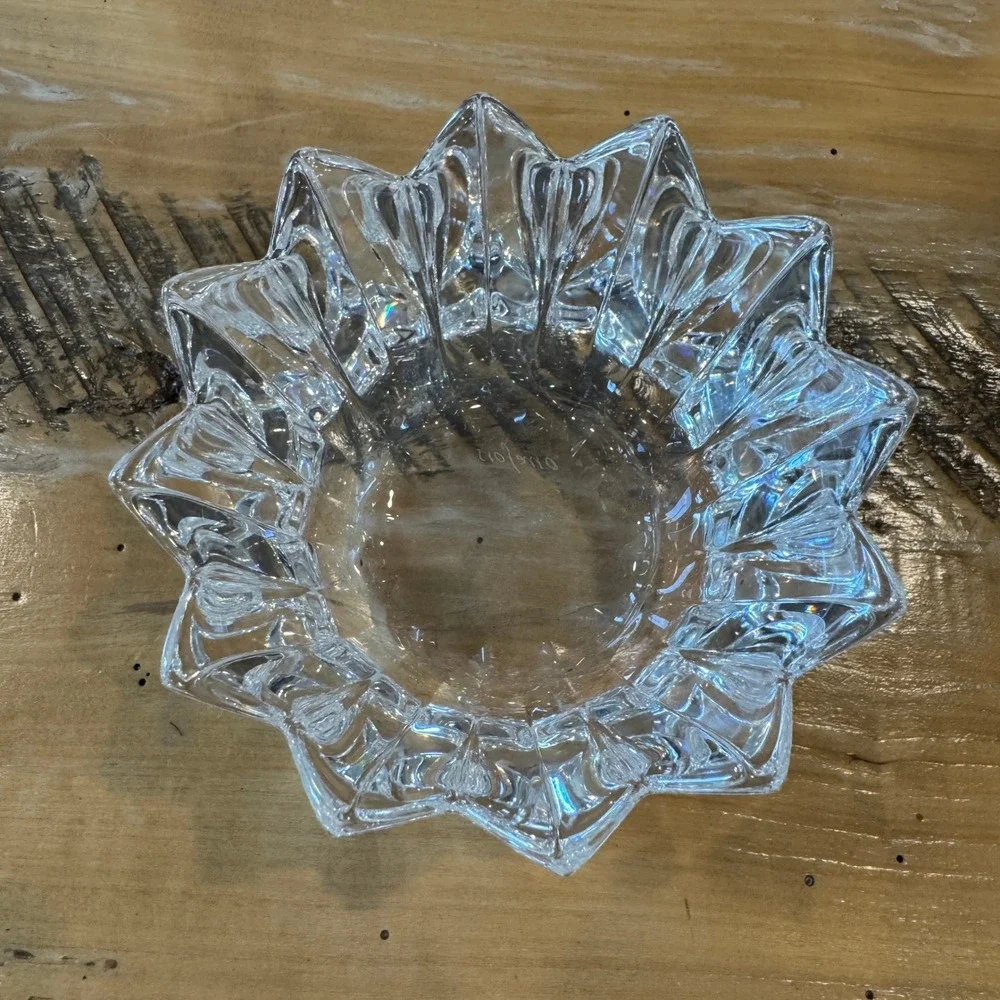 Orrefors Fleur Crystal Bowl Signed Lead Crystal Sweden 4.5